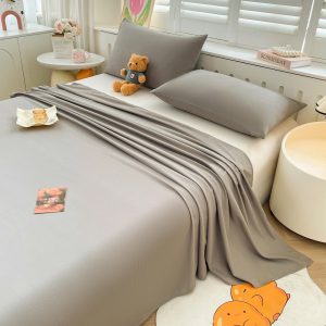 Bộ Ga Gối Đũi Sợi Tre Pastel Màu Xám