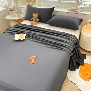 Bộ Ga Gối Đũi Sợi Tre Pastel Màu Đen