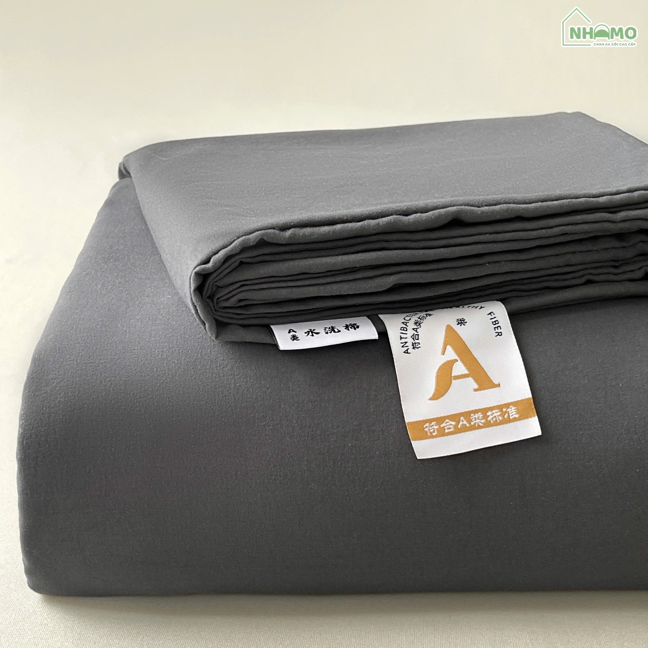 Bộ Ga Gối Đũi Sợi Tre Pastel Màu Đen - Ảnh 2