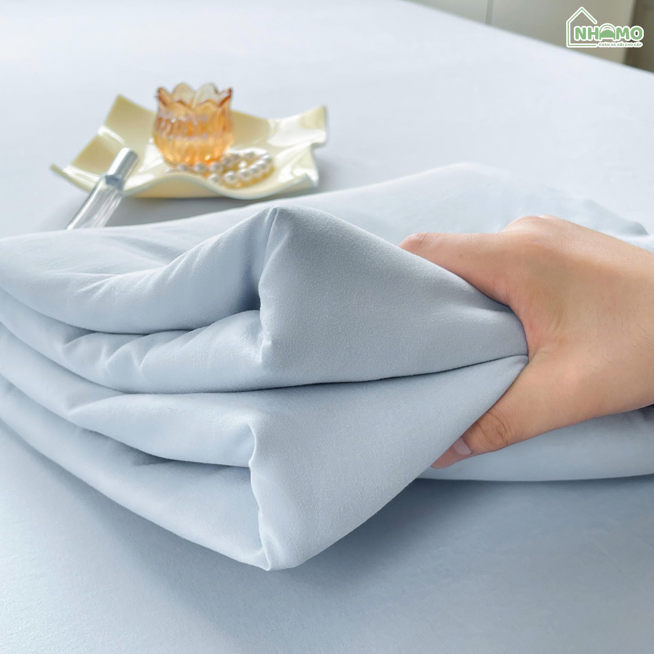 Bộ Ga Gối Đũi Sợi Tre Pastel Màu Xanh Dương - Ảnh 7