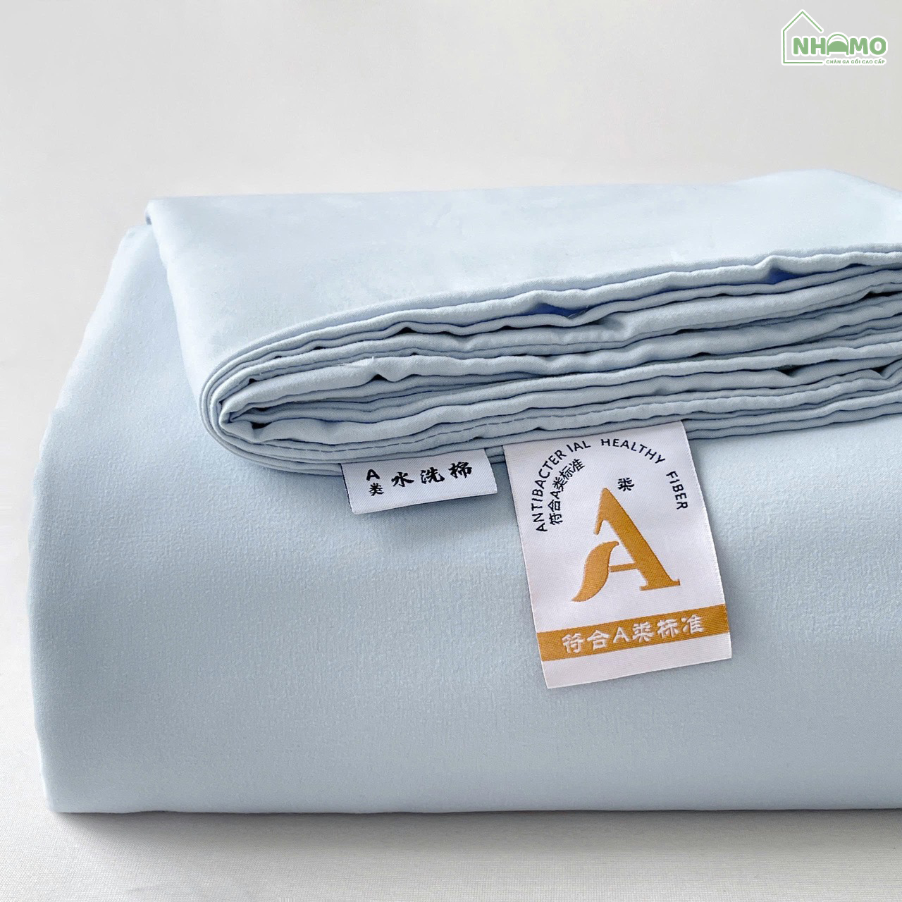 Bộ Ga Gối Đũi Sợi Tre Pastel Màu Xanh Dương - Ảnh 2