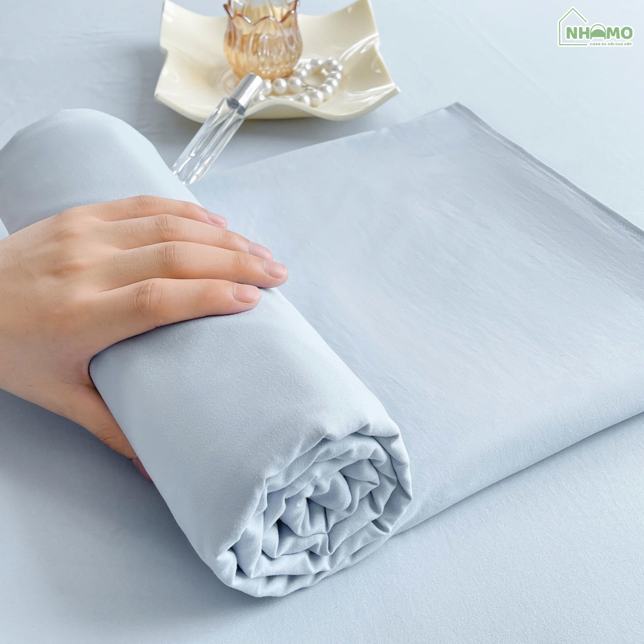 Bộ Ga Gối Đũi Sợi Tre Pastel Màu Xanh Dương - Ảnh 4