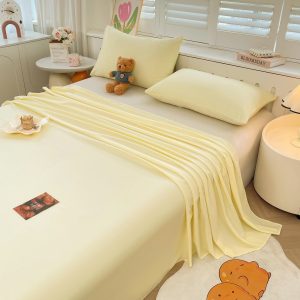 Bộ Ga Gối Đũi Sợi Tre Pastel Màu Vàng