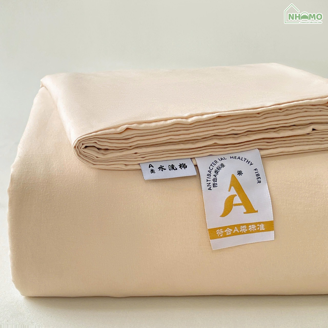 Bộ Ga Gối Đũi Sợi Tre Pastel Màu Be - Ảnh 2