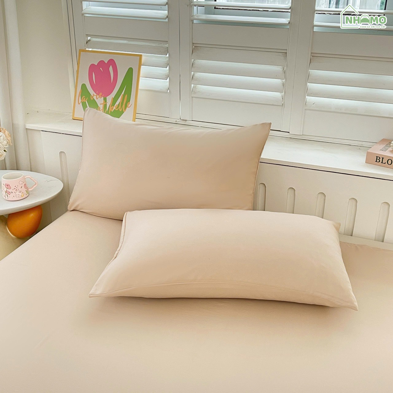 Bộ Ga Gối Đũi Sợi Tre Pastel Màu Be - Ảnh 10