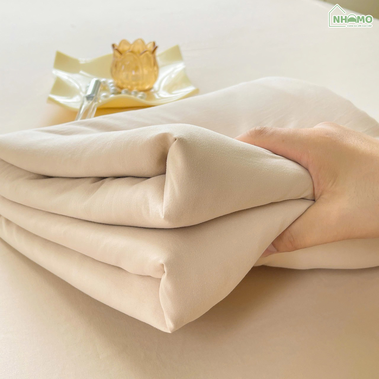 Bộ Ga Gối Đũi Sợi Tre Pastel Màu Be - Ảnh 9