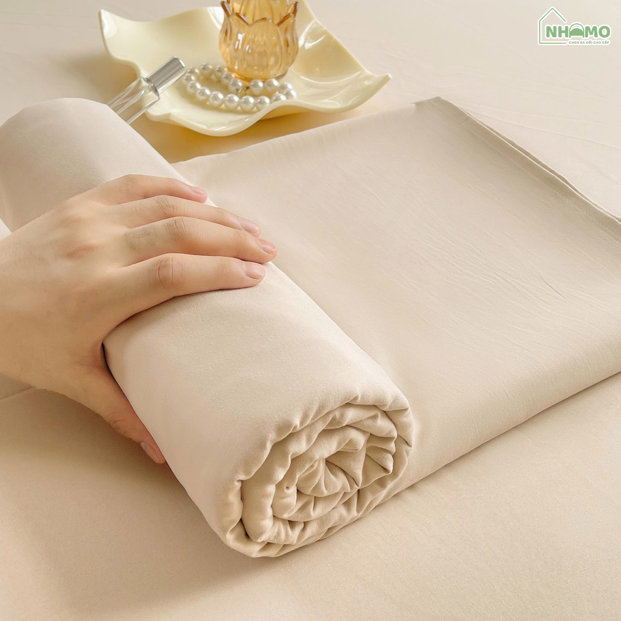 Bộ Ga Gối Đũi Sợi Tre Pastel Màu Be - Ảnh 8