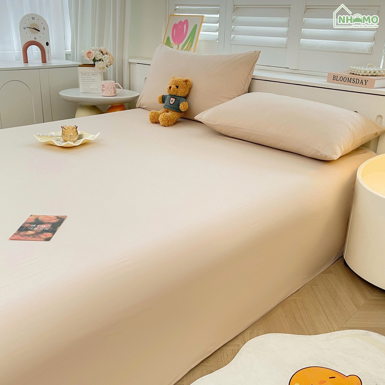 Bộ Ga Gối Đũi Sợi Tre Pastel Màu Be - Ảnh 3