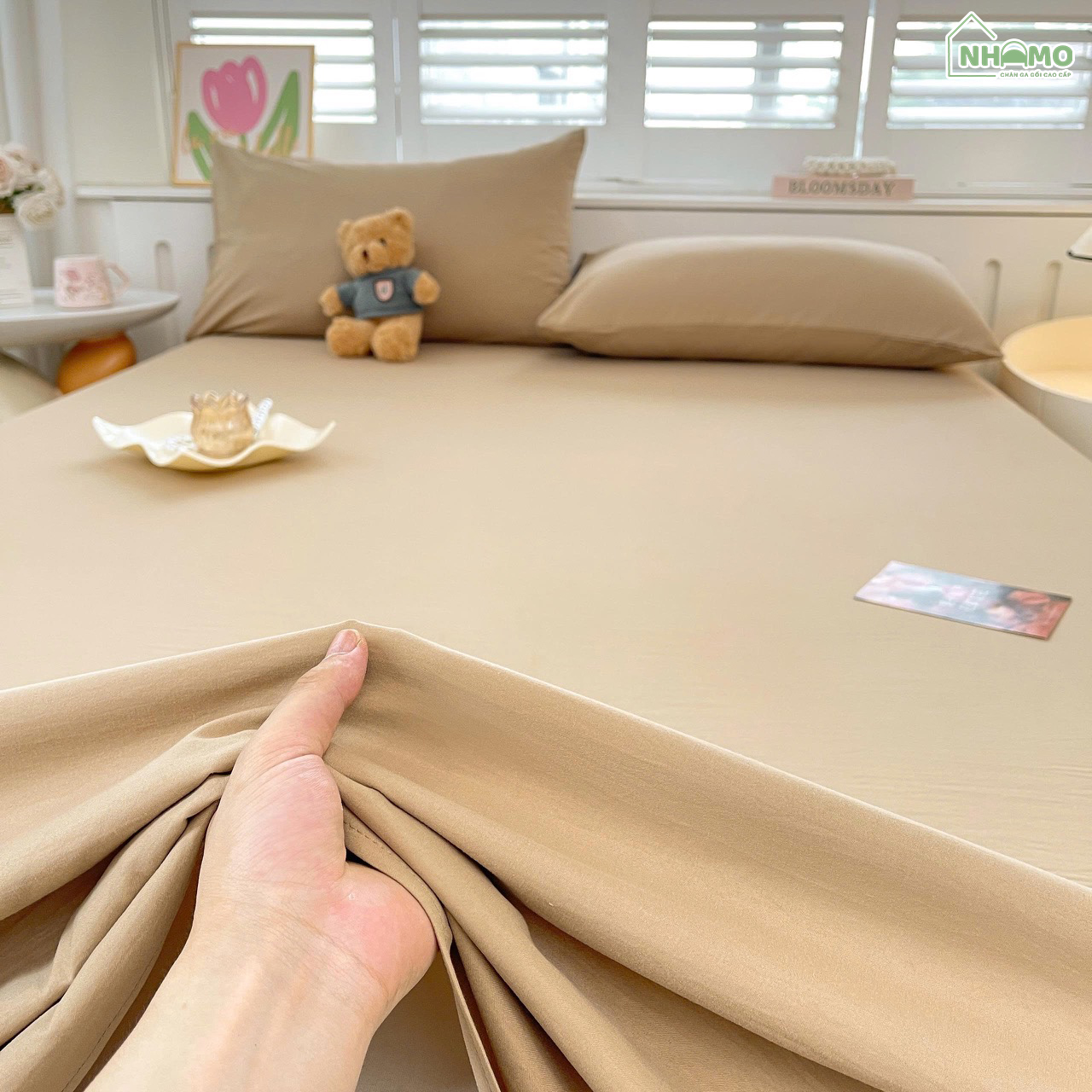 Bộ Ga Gối Đũi Sợi Tre Pastel Màu Nâu - Ảnh 13