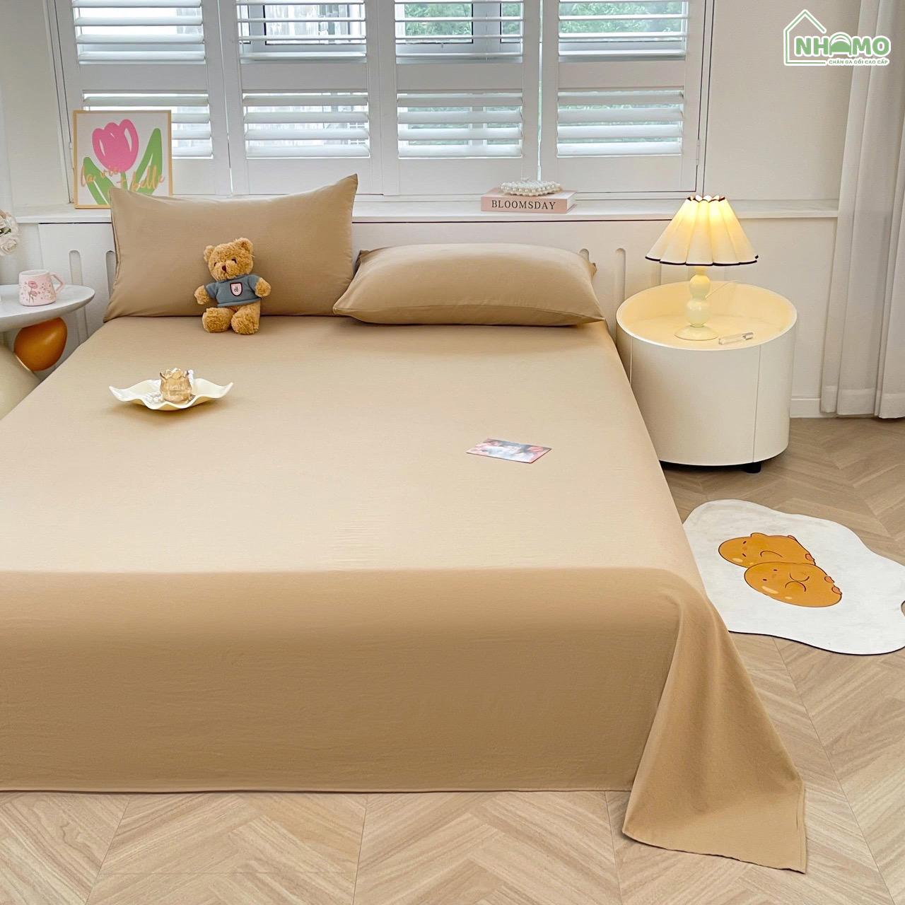 Bộ Ga Gối Đũi Sợi Tre Pastel Màu Nâu - Ảnh 6