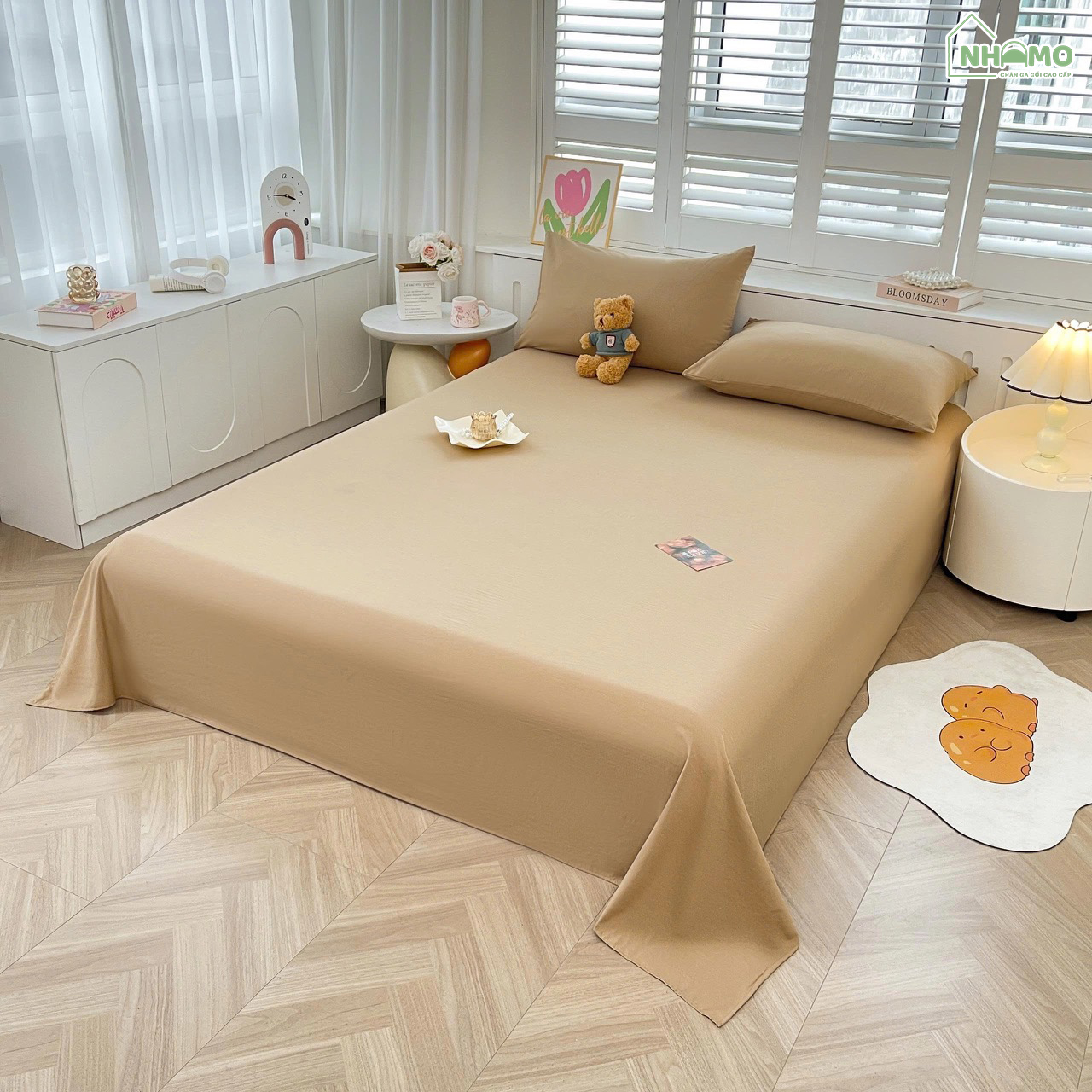 Bộ Ga Gối Đũi Sợi Tre Pastel Màu Nâu - Ảnh 4