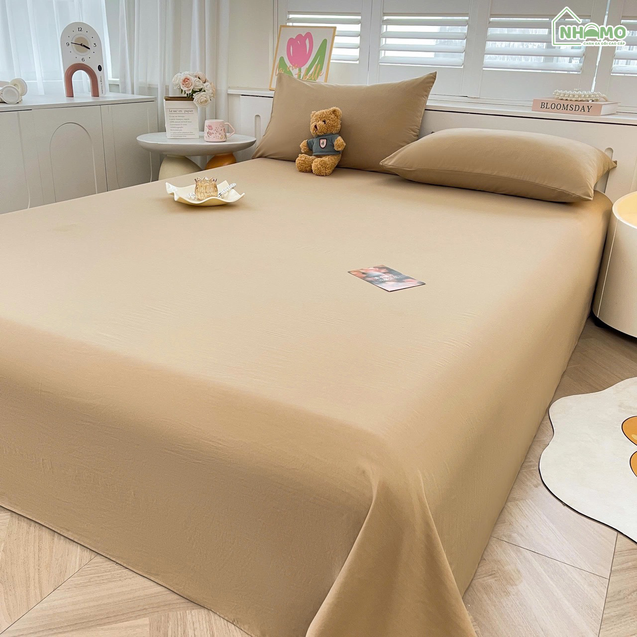 Bộ Ga Gối Đũi Sợi Tre Pastel Màu Nâu - Ảnh 3