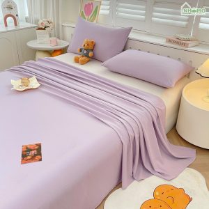 Bộ Ga Gối Đũi Sợi Tre Pastel Màu Tím