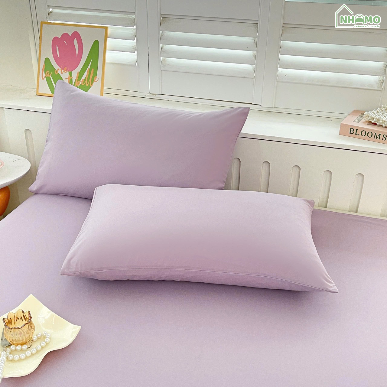 Bộ Ga Gối Đũi Sợi Tre Pastel Màu Tím - Ảnh 10