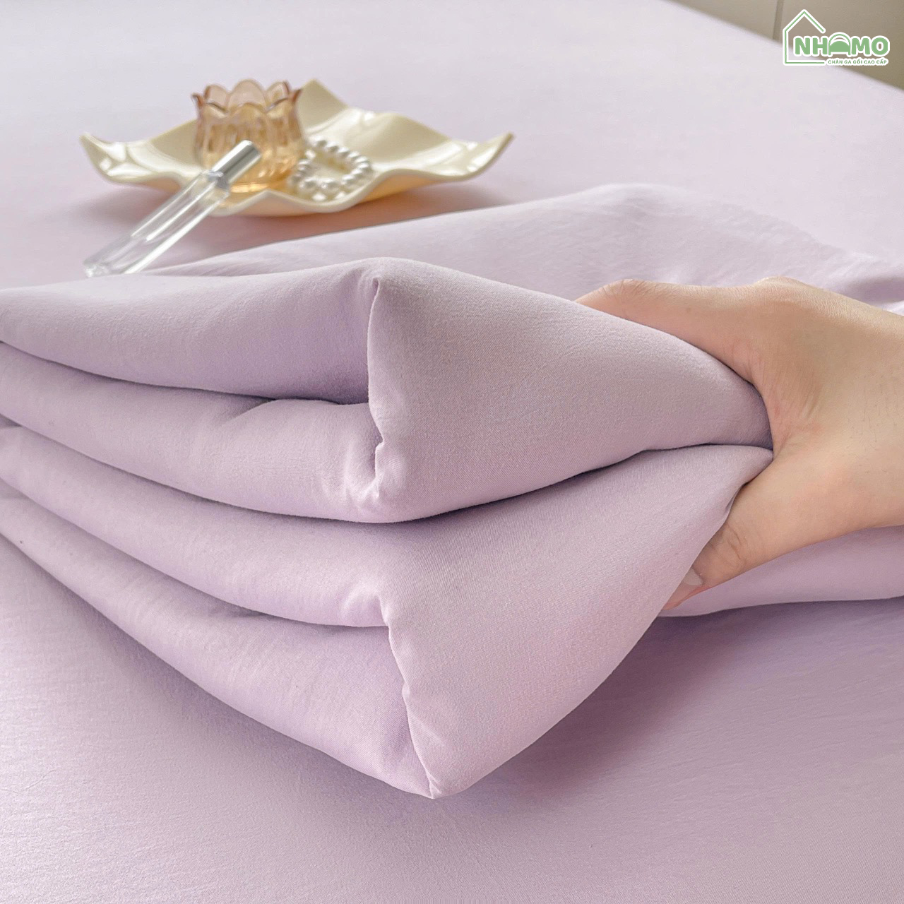 Bộ Ga Gối Đũi Sợi Tre Pastel Màu Tím - Ảnh 6