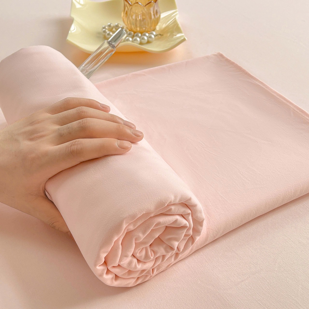 Bộ Ga Gối Đũi Sợi Tre Pastel Màu Hồng - Ảnh 5