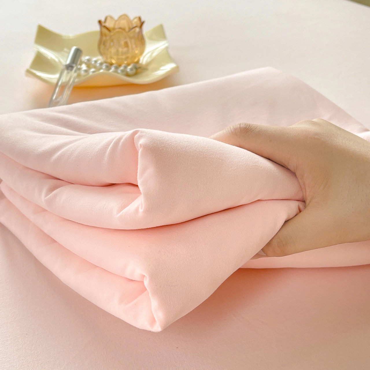 Bộ Ga Gối Đũi Sợi Tre Pastel Màu Hồng - Ảnh 4