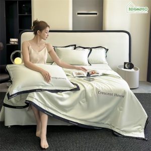 Chăn Hè Phi Lụa Cao Cấp Minimail Màu Xanh Lá