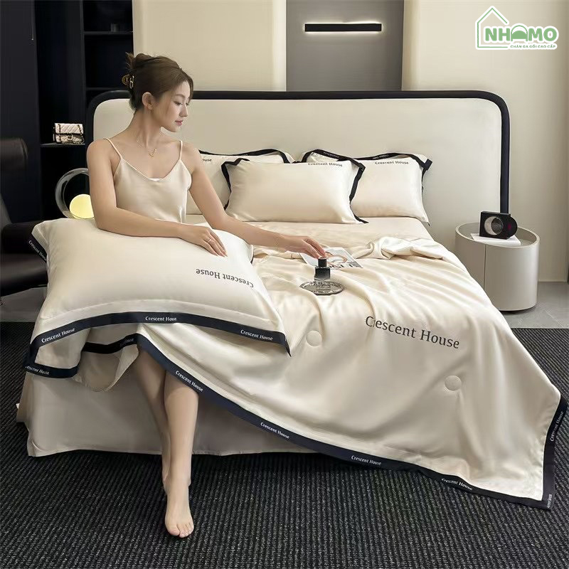 Chăn Hè Phi Lụa Cao Cấp Minimail Màu Vàng