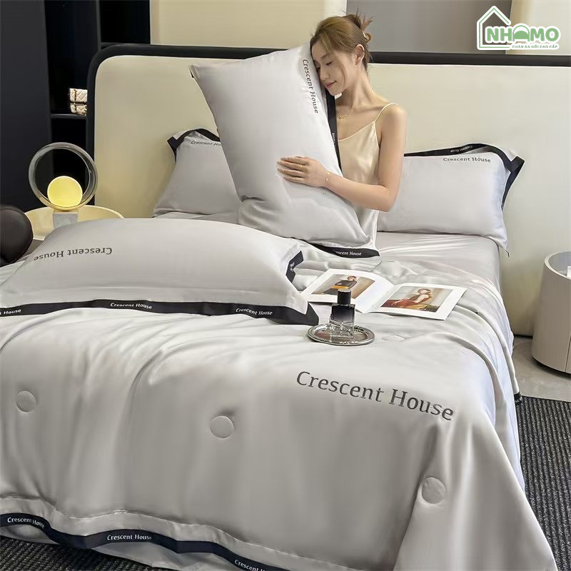 Chăn Hè Phi Lụa Cao Cấp Minimail Màu Xám - Ảnh 9