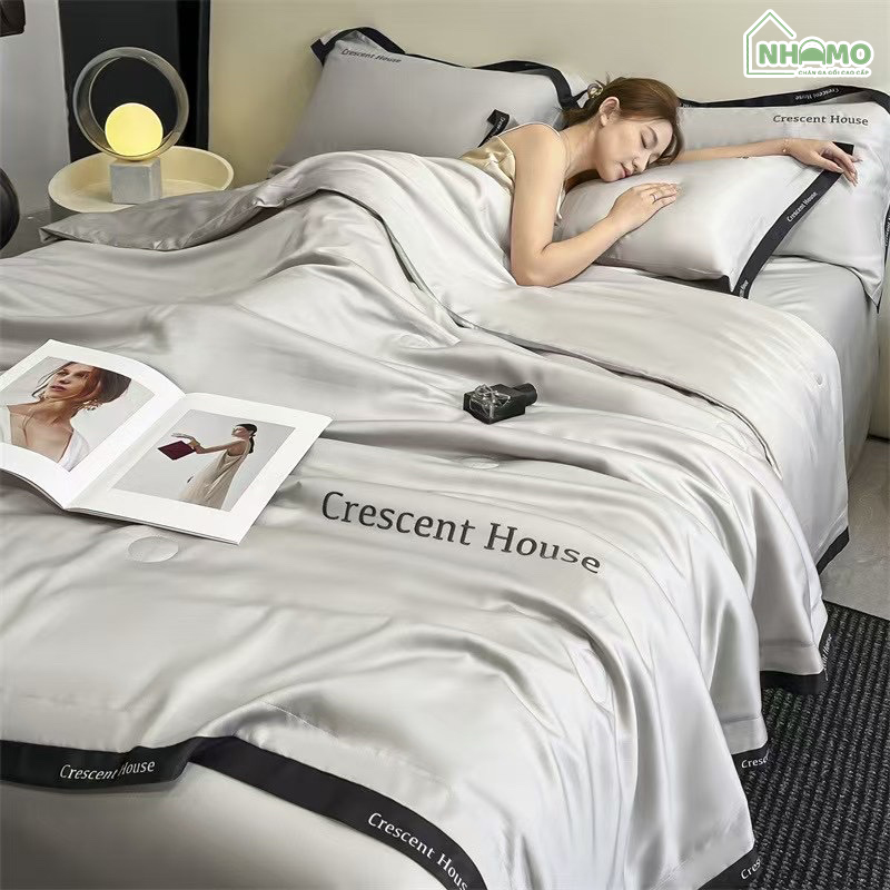 Chăn Hè Phi Lụa Cao Cấp Minimail Màu Xám - Ảnh 8