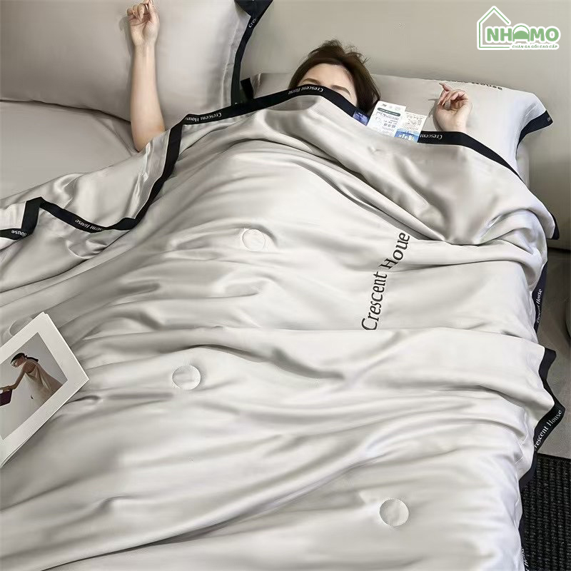 Chăn Hè Phi Lụa Cao Cấp Minimail Màu Xám - Ảnh 7