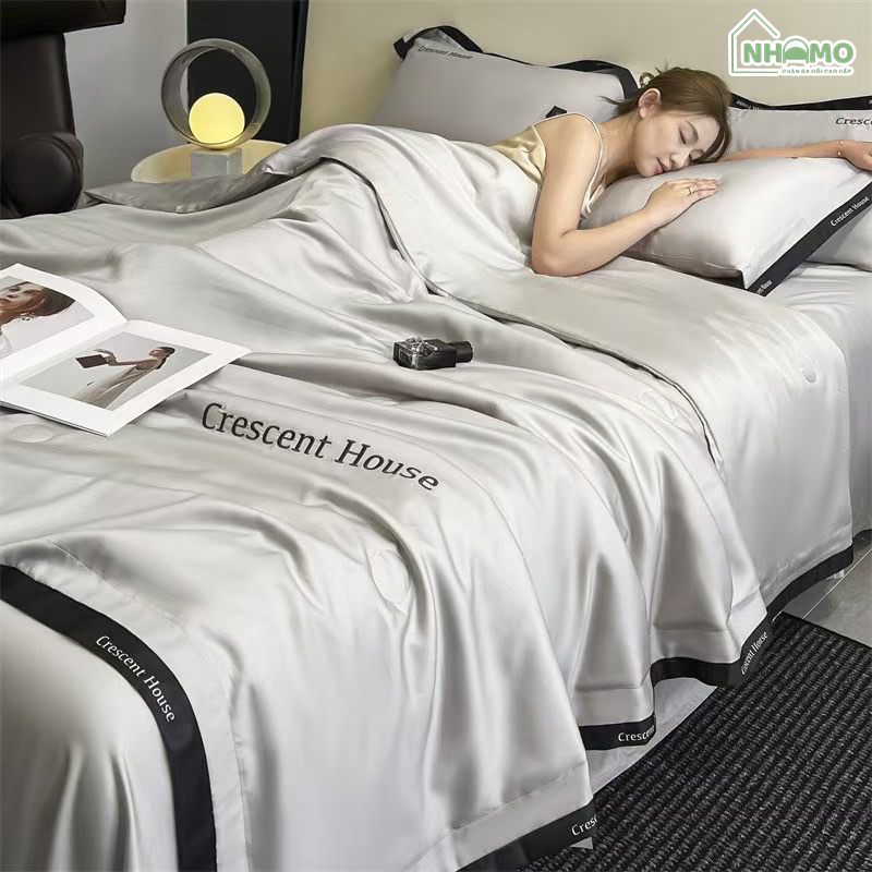 Chăn Hè Phi Lụa Cao Cấp Minimail Màu Xám - Ảnh 6