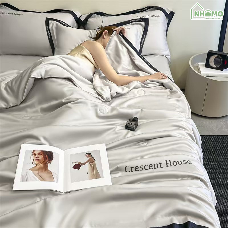 Chăn Hè Phi Lụa Cao Cấp Minimail Màu Xám - Ảnh 5