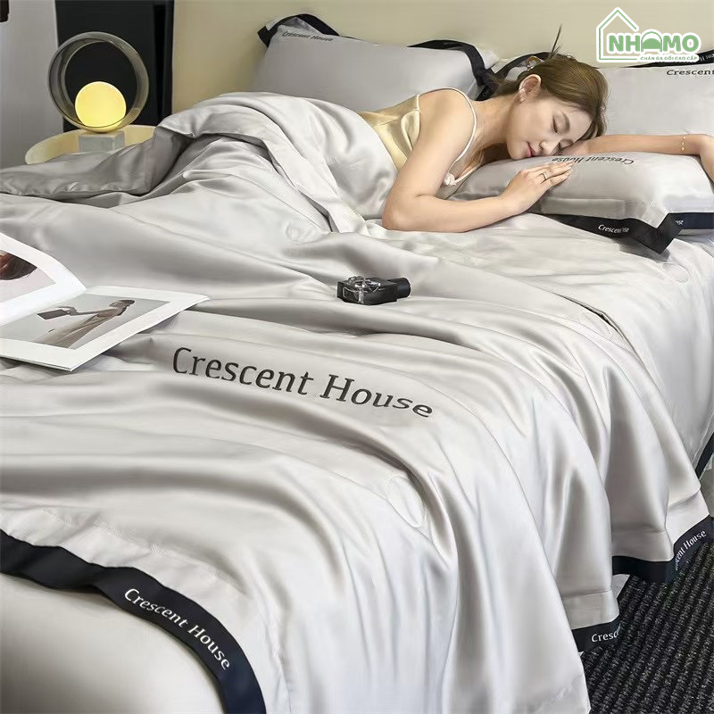 Chăn Hè Phi Lụa Cao Cấp Minimail Màu Xám - Ảnh 3