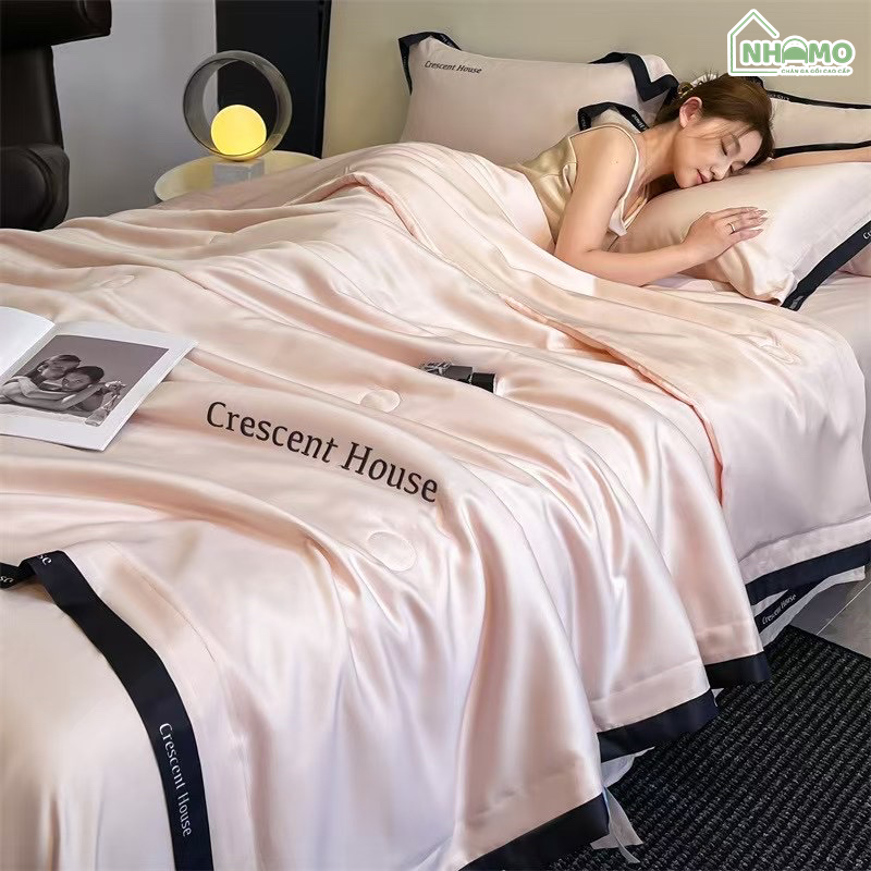 Chăn Hè Phi Lụa Cao Cấp Minimail Màu Hồng - Ảnh 9
