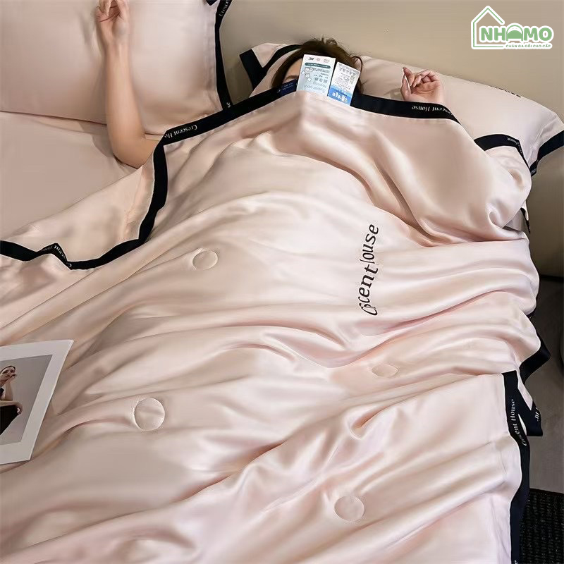 Chăn Hè Phi Lụa Cao Cấp Minimail Màu Hồng - Ảnh 4