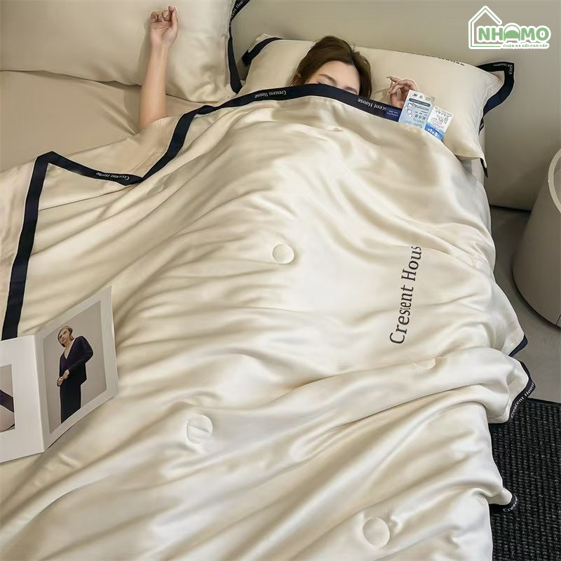 Chăn Hè Phi Lụa Cao Cấp Minimail Màu Vàng - Ảnh 4