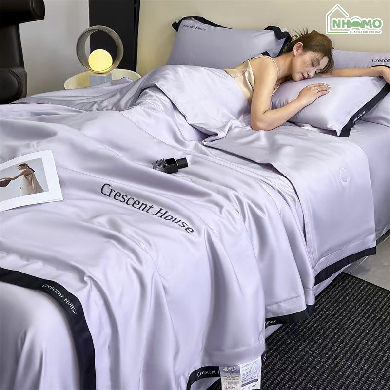 Chăn Hè Phi Lụa Cao Cấp Minimail Màu Tím - Ảnh 2