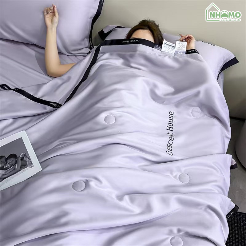 Chăn Hè Phi Lụa Cao Cấp Minimail Màu Tím - Ảnh 5