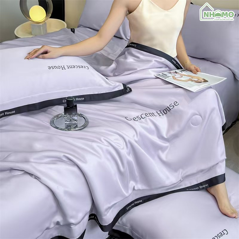 Chăn Hè Phi Lụa Cao Cấp Minimail Màu Tím - Ảnh 3