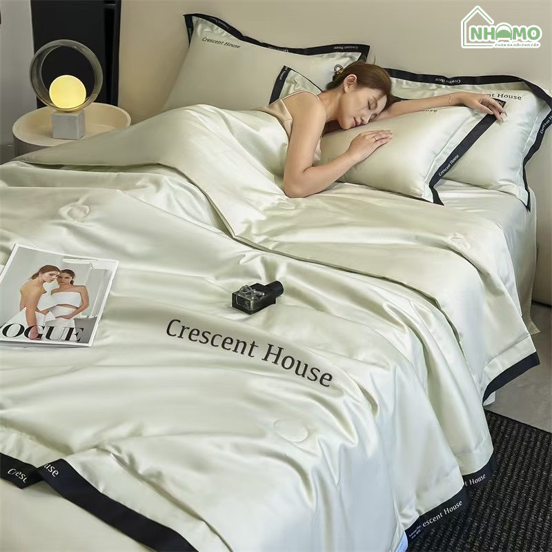 Chăn Hè Phi Lụa Cao Cấp Minimail Màu Xanh Lá - Ảnh 9