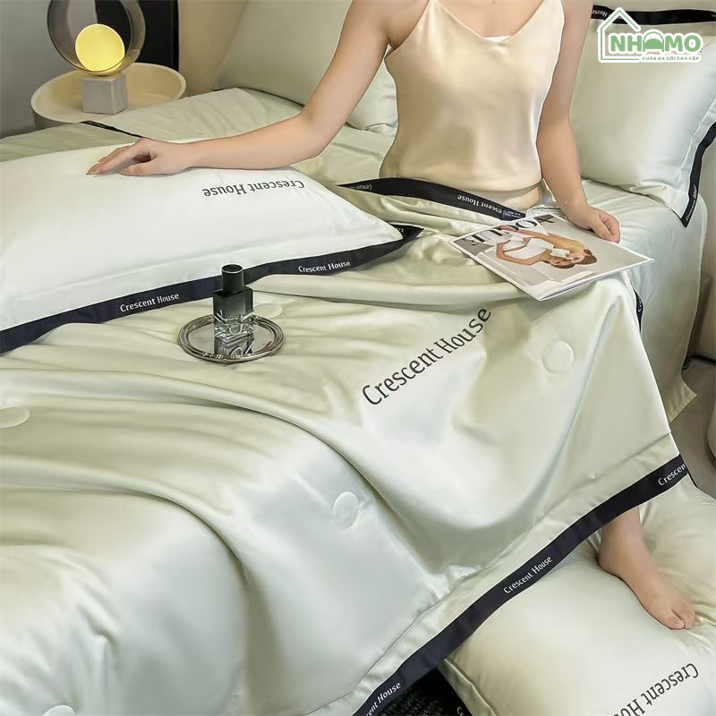 Chăn Hè Phi Lụa Cao Cấp Minimail Màu Xanh Lá - Ảnh 7