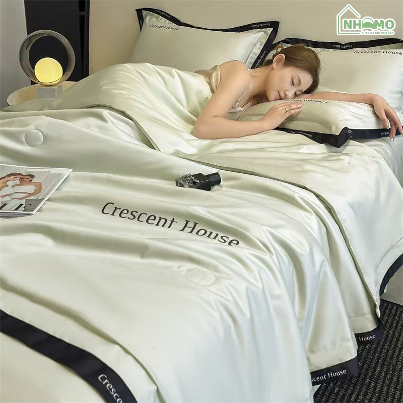 Chăn Hè Phi Lụa Cao Cấp Minimail Màu Xanh Lá - Ảnh 3