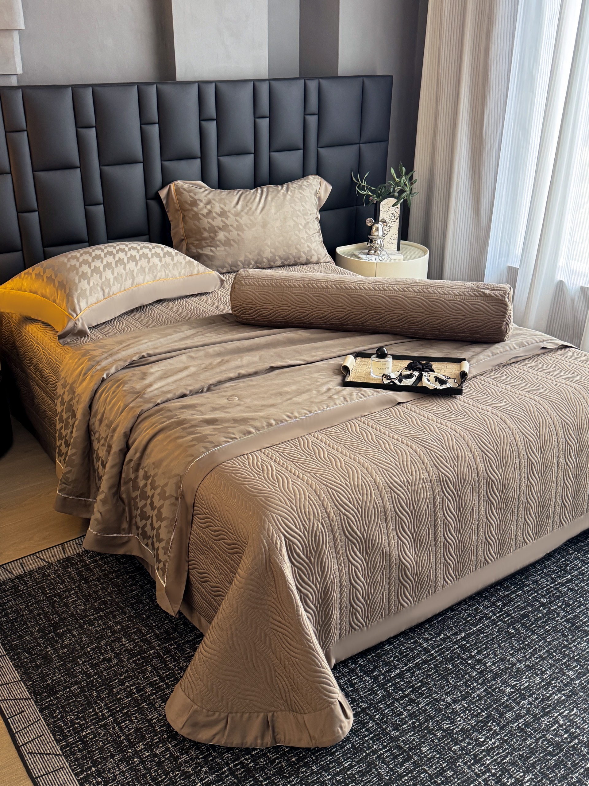 Bộ chăn ga Tencel Cao Cấp Roma 120s Màu Nâu - Ảnh 9