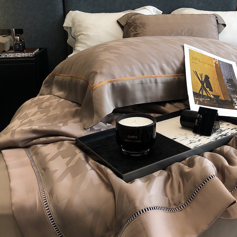 Bộ chăn ga Tencel Cao Cấp Roma 120s Màu Nâu - Ảnh 5