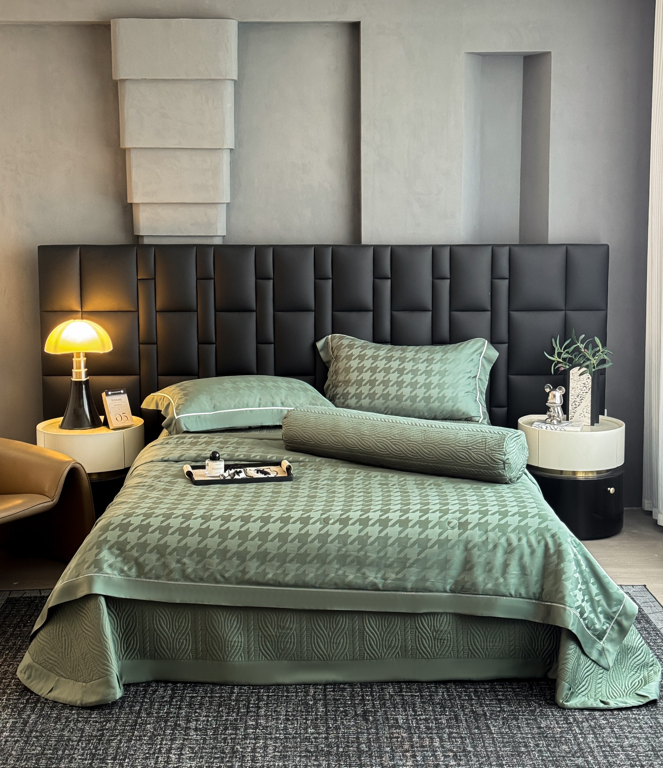 Bộ chăn ga Tencel Cao Cấp Roma 120s Màu Xanh Lá