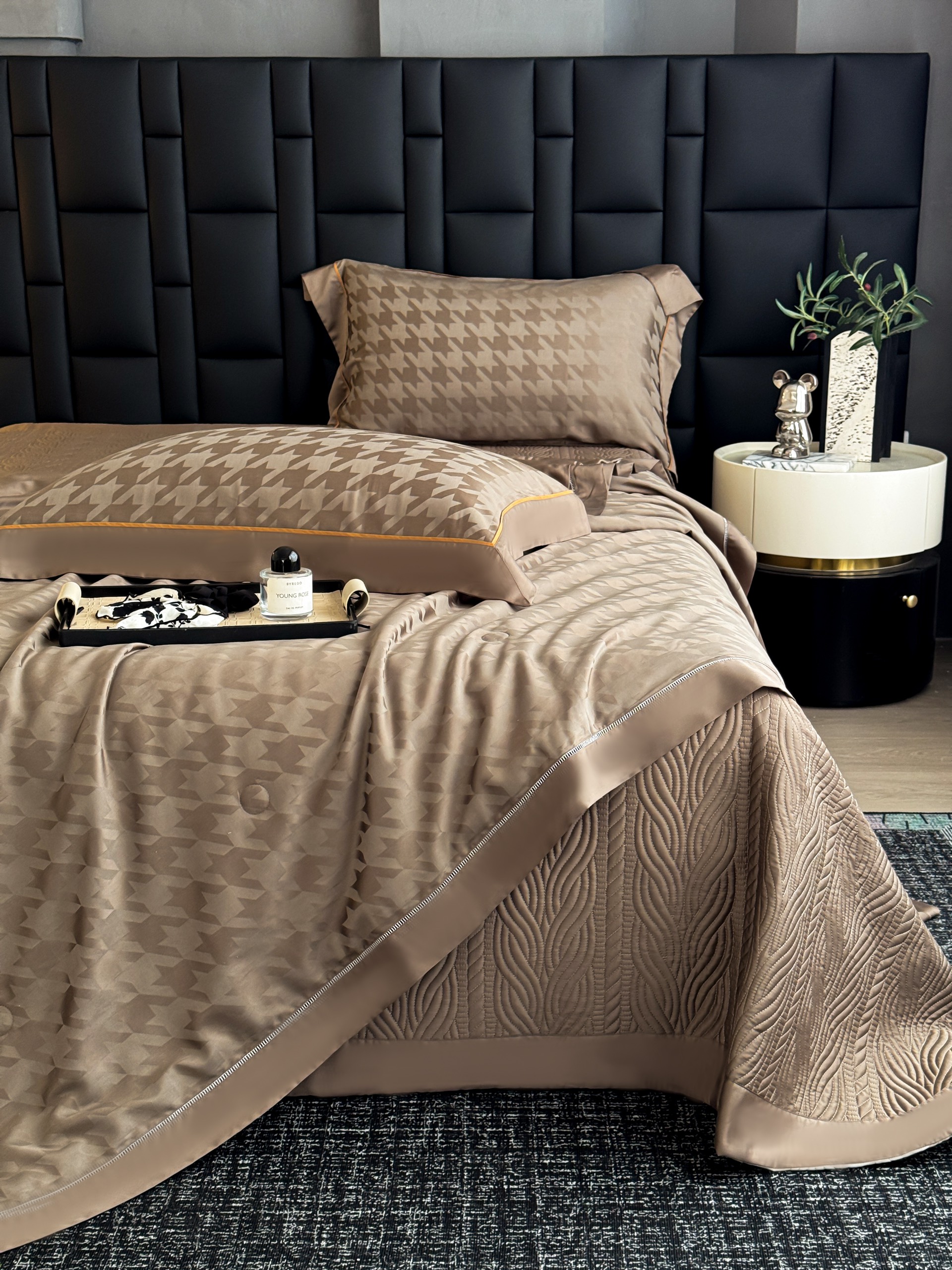 Bộ chăn ga Tencel Cao Cấp Roma 120s Màu Nâu - Ảnh 3