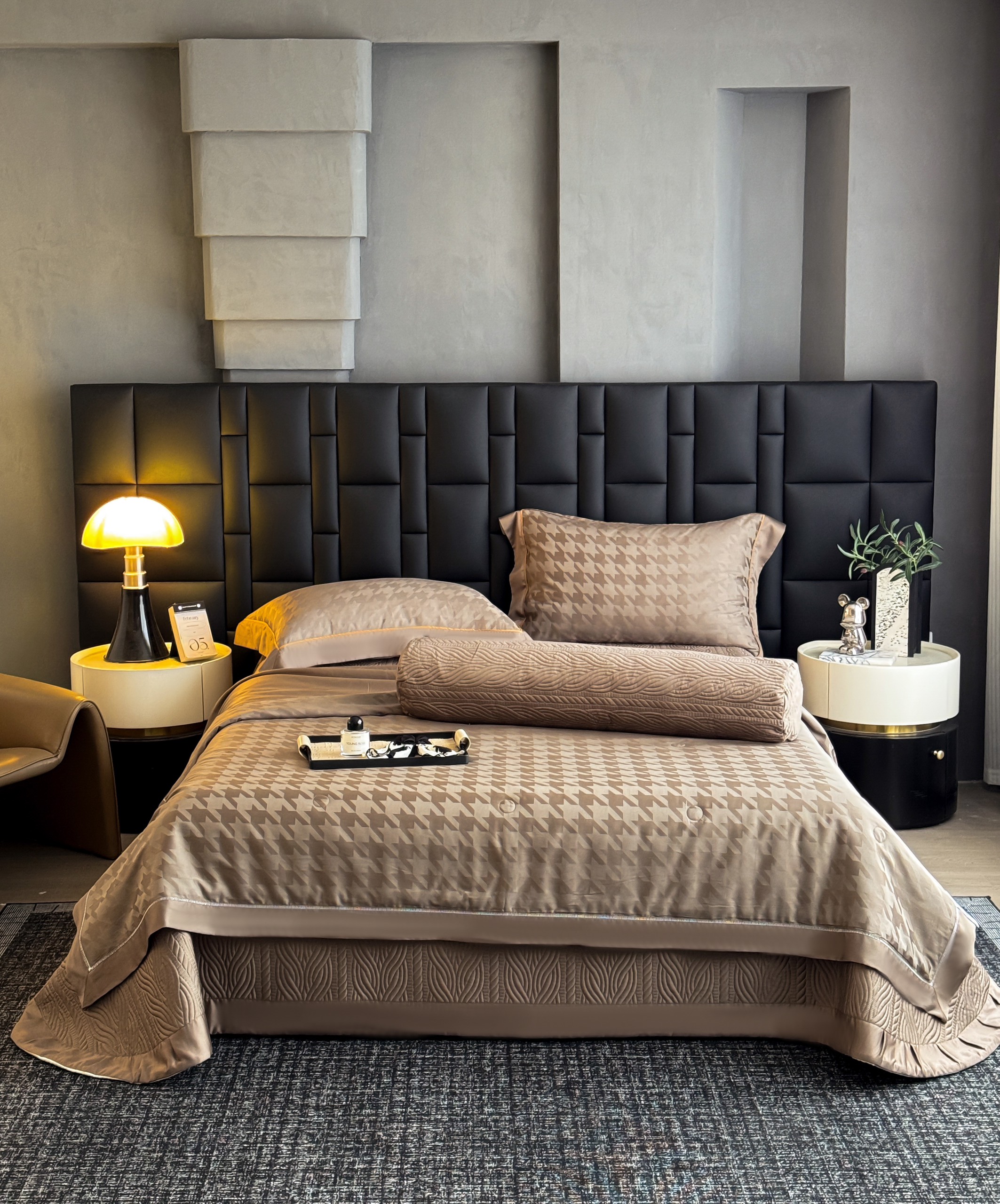 Bộ chăn ga Tencel Cao Cấp Roma 120s Màu Nâu