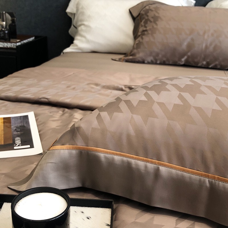 Bộ chăn ga Tencel Cao Cấp Roma 120s Màu Nâu - Ảnh 2