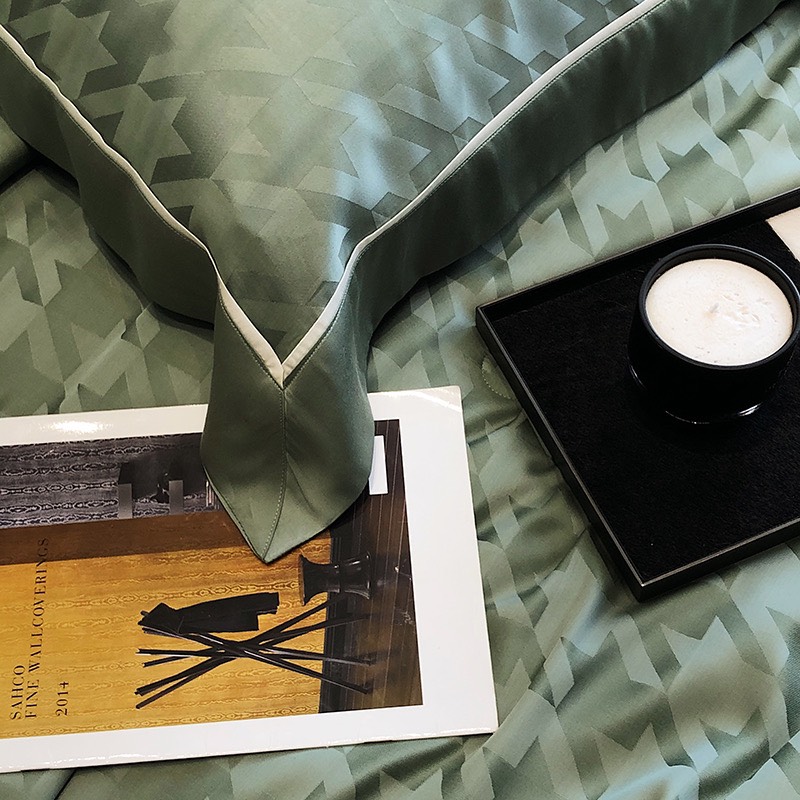 Bộ chăn ga Tencel Cao Cấp Roma 120s Màu Xanh Lá - Ảnh 10