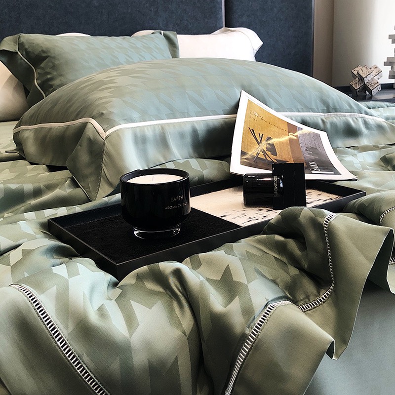 Bộ chăn ga Tencel Cao Cấp Roma 120s Màu Xanh Lá - Ảnh 9