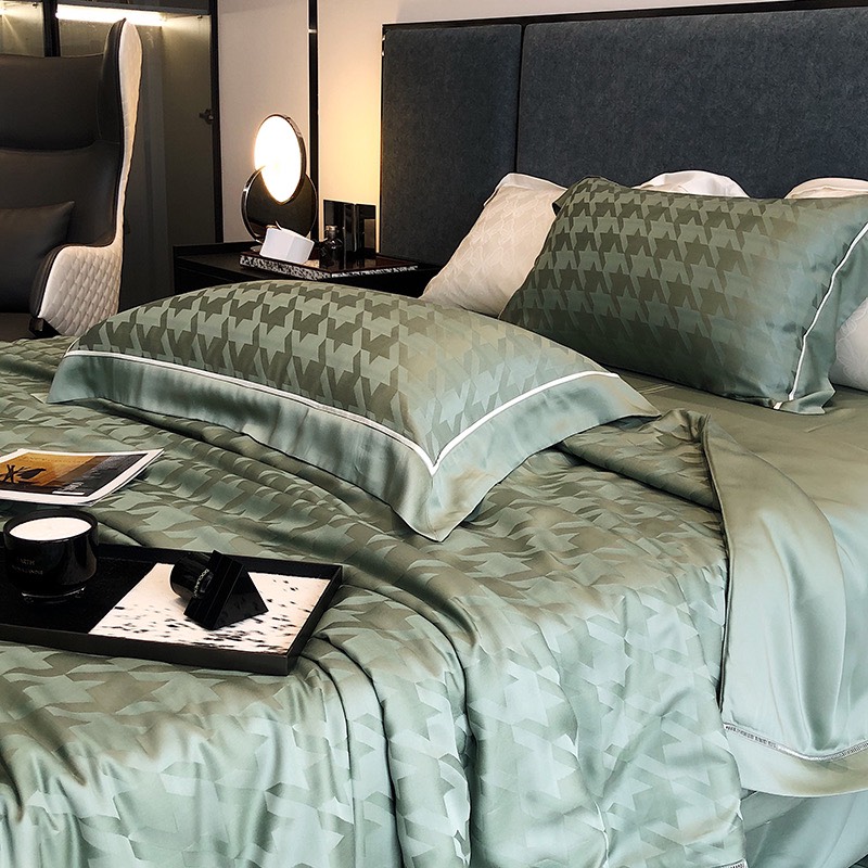 Bộ chăn ga Tencel Cao Cấp Roma 120s Màu Xanh Lá - Ảnh 8