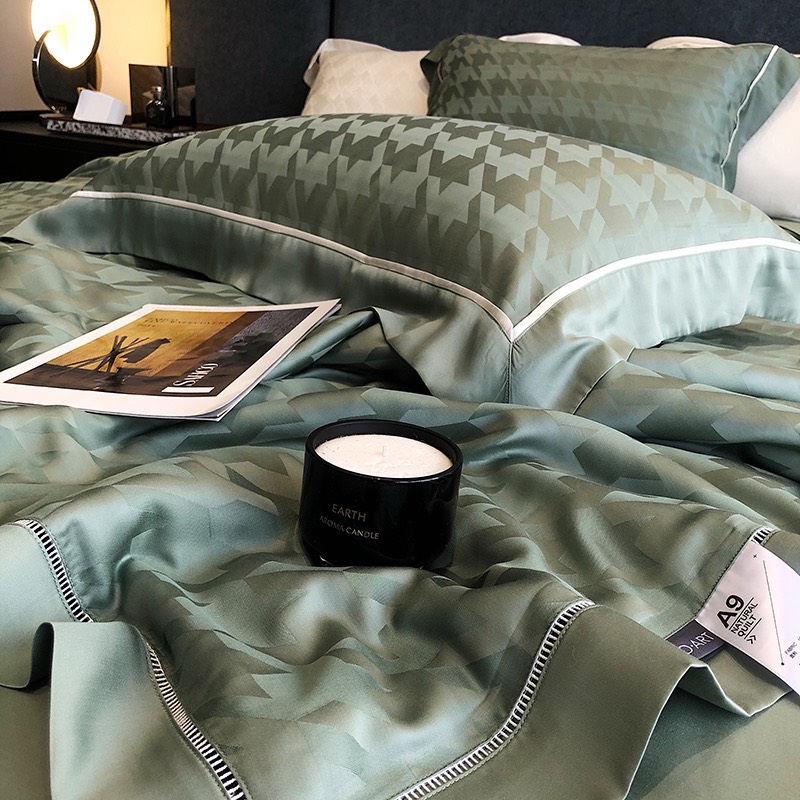 Bộ chăn ga Tencel Cao Cấp Roma 120s Màu Xanh Lá - Ảnh 7