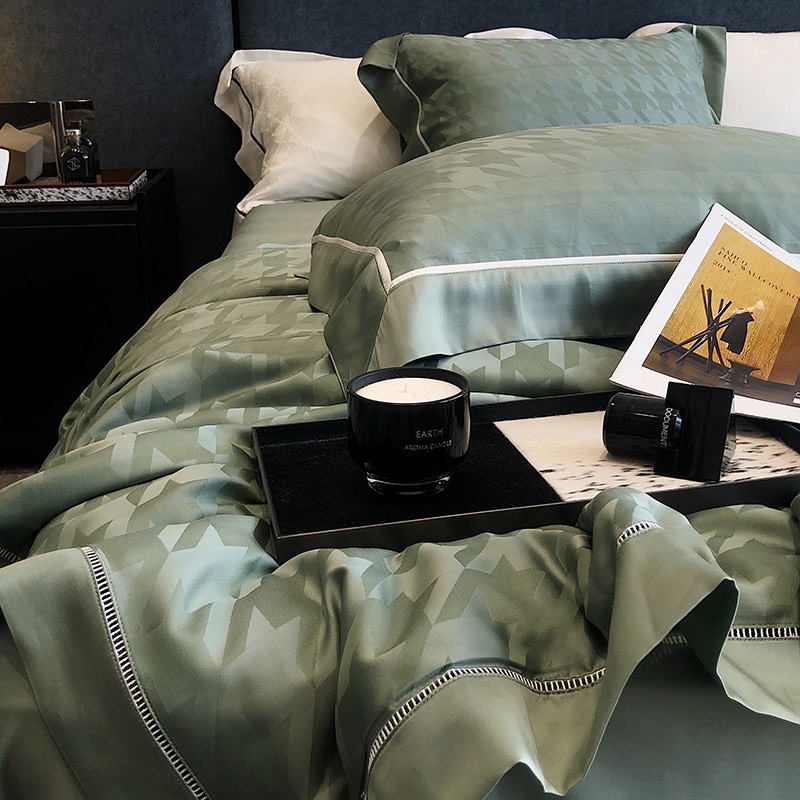 Bộ chăn ga Tencel Cao Cấp Roma 120s Màu Xanh Lá - Ảnh 2