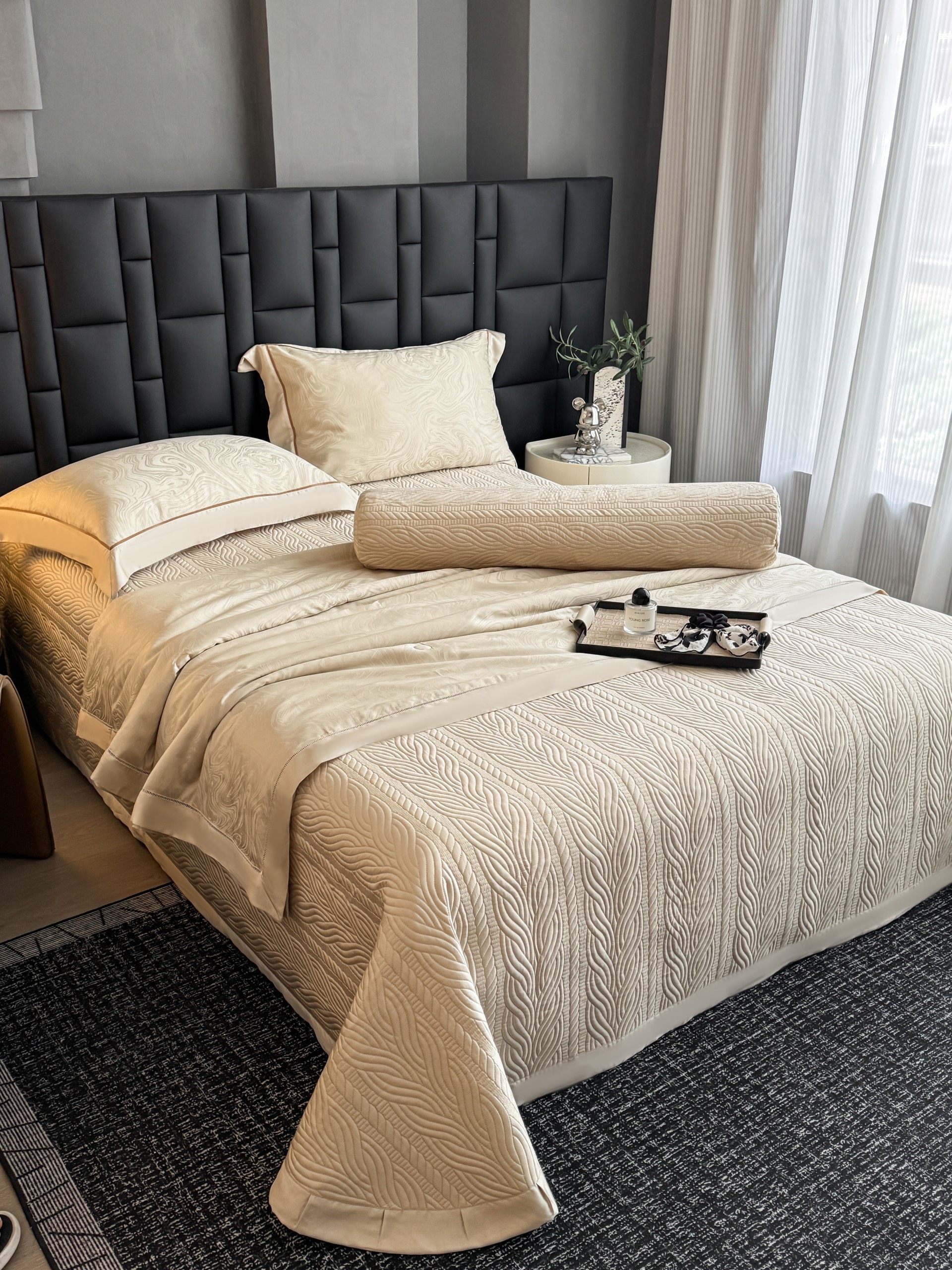 Bộ chăn ga Tencel Cao Cấp Roma 120s Màu Be - Ảnh 7